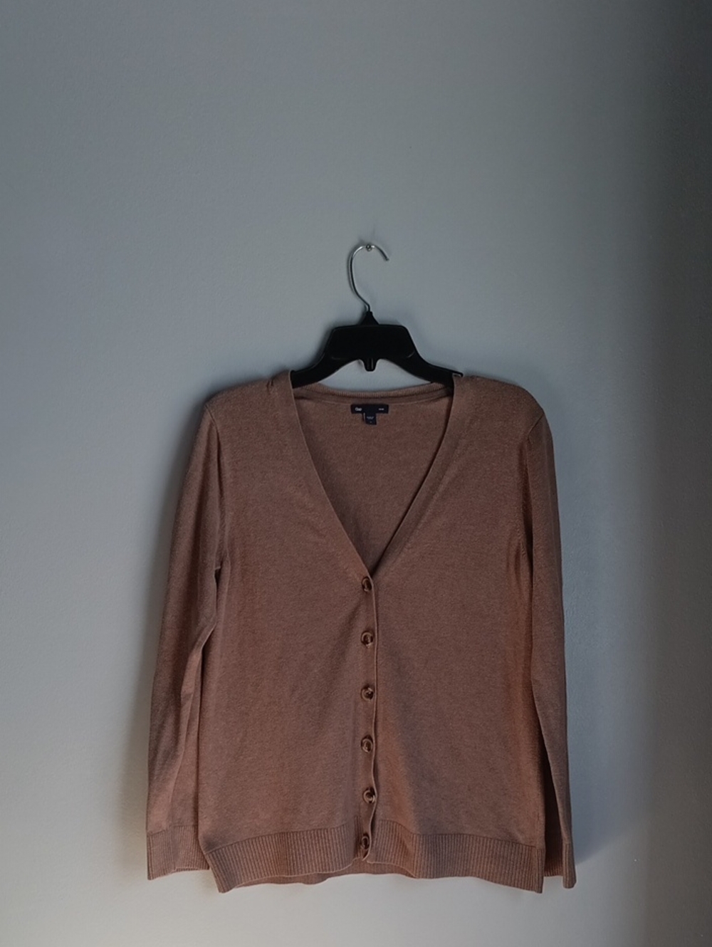 GAP Cotton V-Neck Button-Front Cardigan - Brown